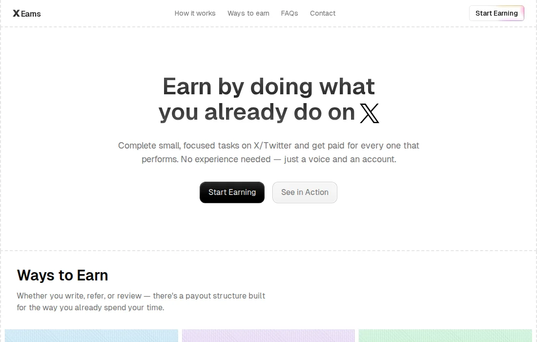 Xearns — Earn-on-X tasks platform website