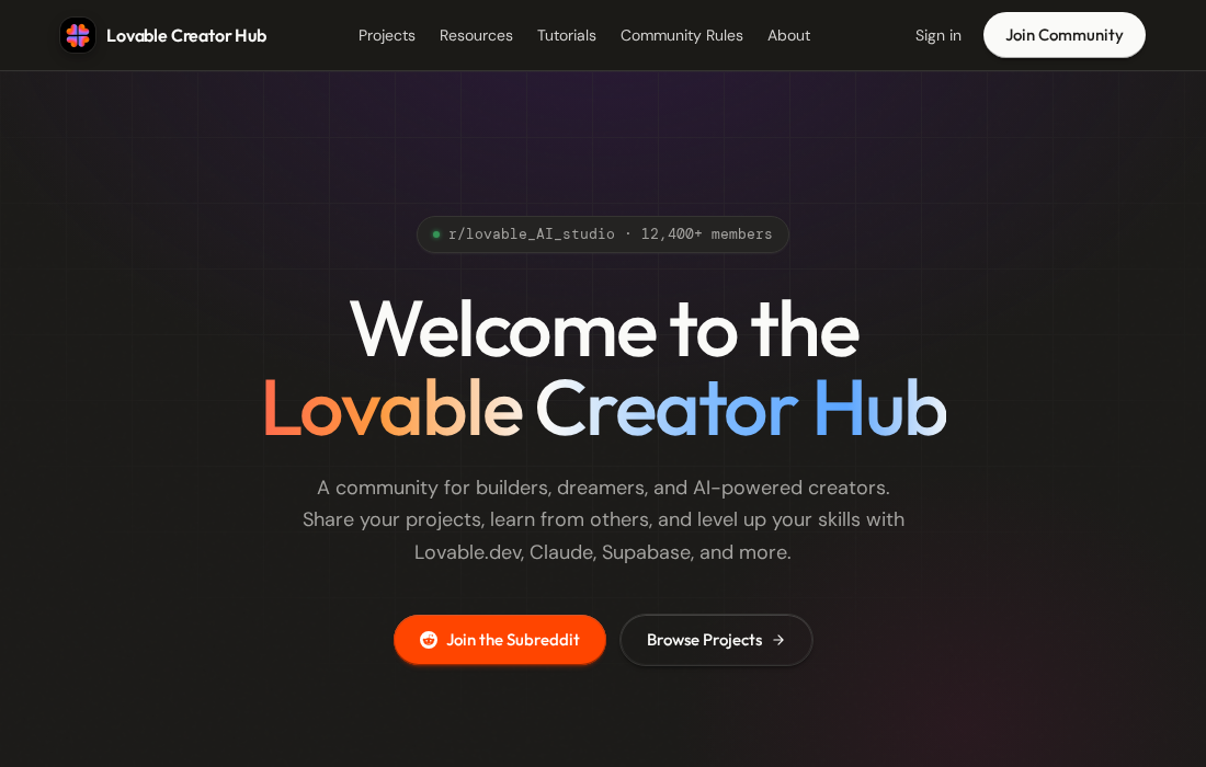 Loveable Studio — creator community hub website